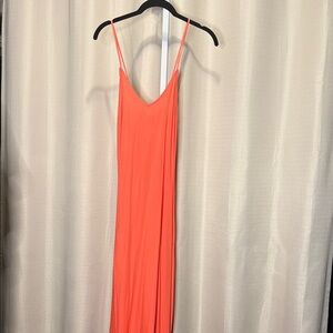 Old Navy Coral-Orange Spaghetti Strap Maxi Dress